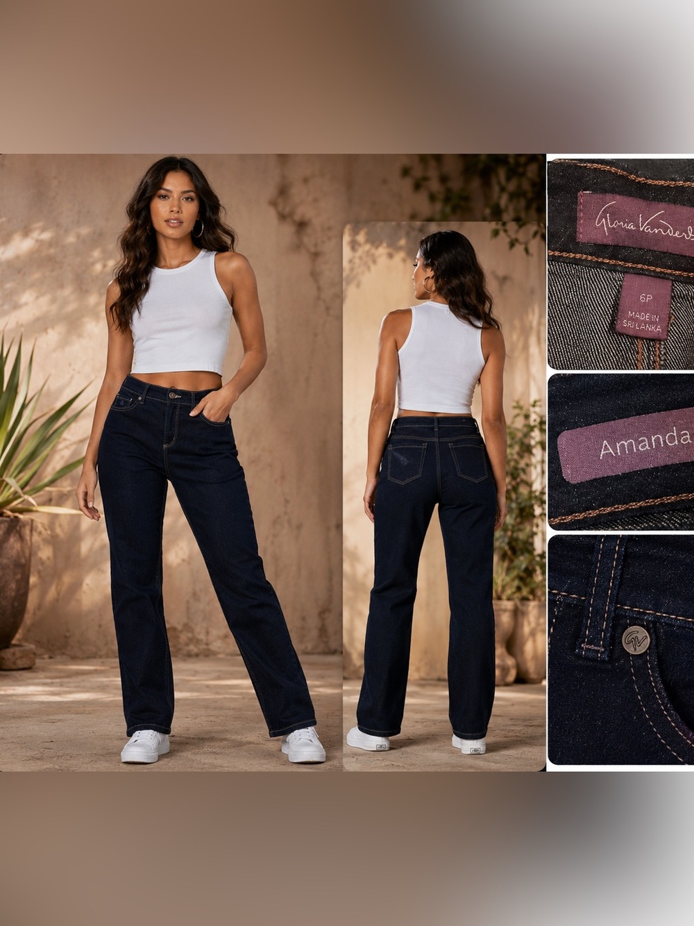 Gloria Vanderbilt Amanda Petite 6P Dark Wash Straight Leg Jeans Women’s
